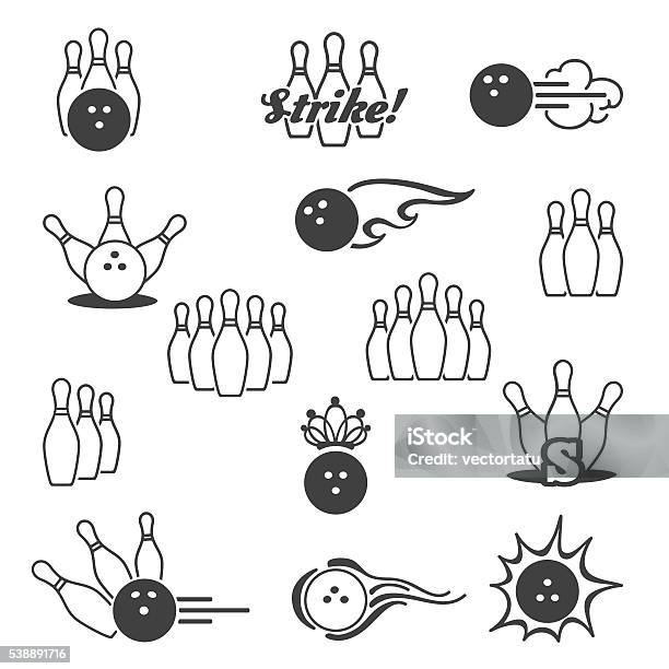 Bowling Signs Icons Stock Illustration - Download Image Now - Ten Pin Bowling, Icon Symbol, Bowling Strike