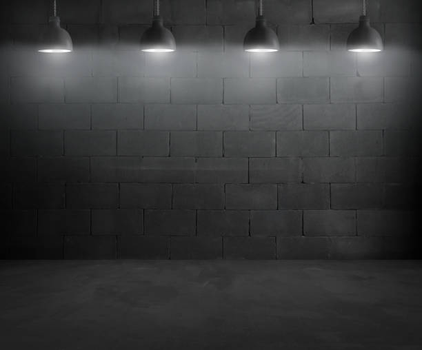 istock Black brick room interior design with pendant lamps 538891820
