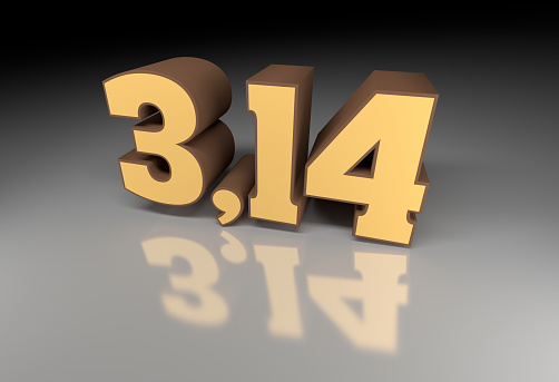 Pi number (3,14) 3d image with reflection