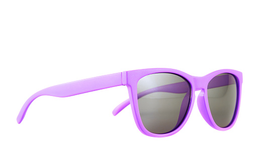 Violet sun glasses isolated over the white background