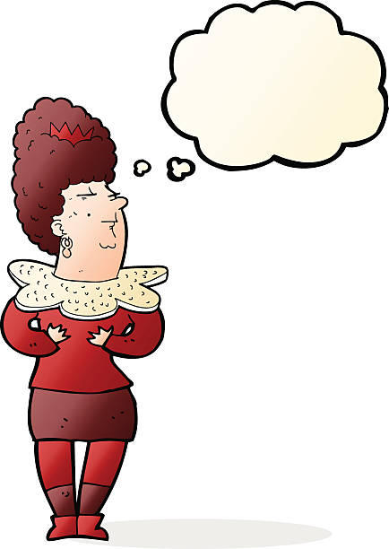 kreskówka, arystokratycznej kobieta z chmurą z myślami - baroness stock illustrations
