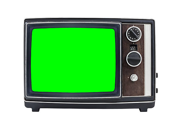 istock Small Vintage Portable Television with Chroma Green Screen 538899656