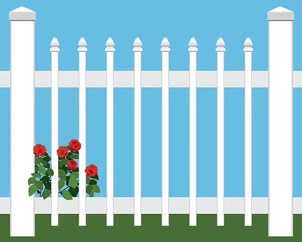 Vector illustration of Flowers in Fence