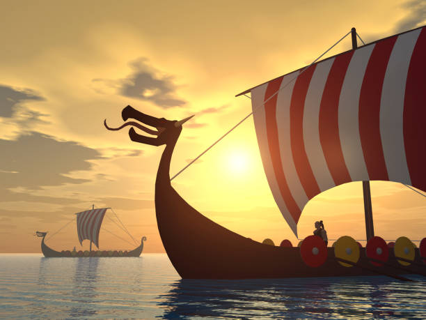 viking los barcos - drakkar fotografías e imágenes de stock