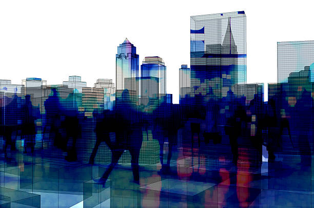 istock Blue urban situation background people walking 538902599