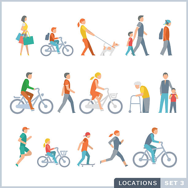 People on the street. Neighbors vector art illustration