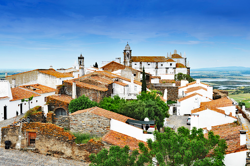 View on the old town of the medieval village of Monsaraz and the surrounding landscape,Alentejo,Portugal.View from the medieval castle.