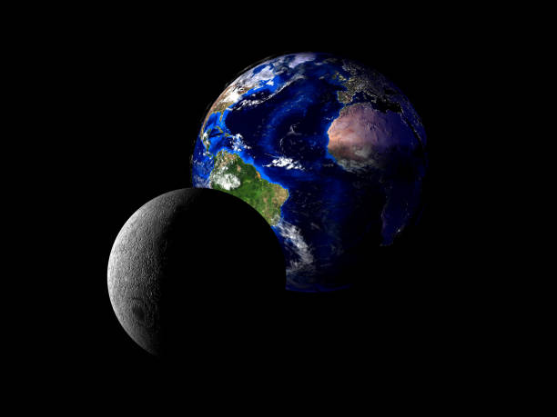 istock Earth and Moon from space on a black background 3d 538903752