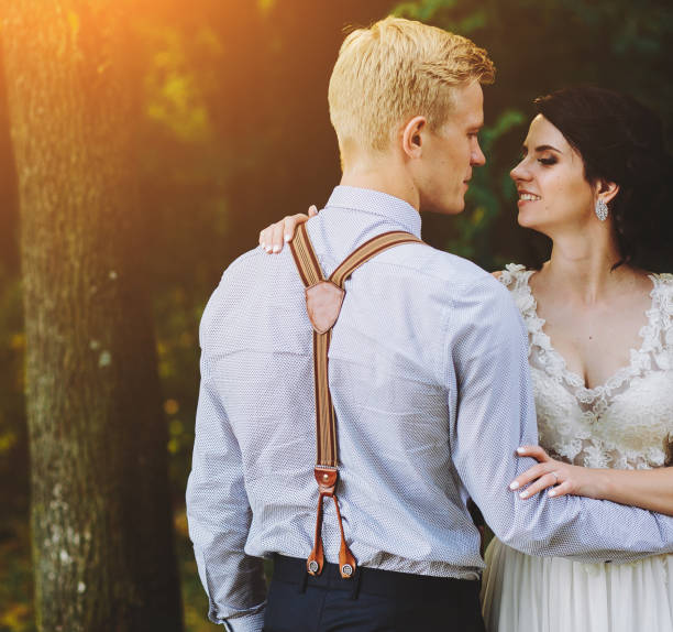 istock Beautiful wedding couple posing 538904118