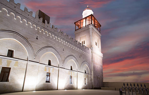 King Hussein Bin Talal mosque in Amman (at night), Jordan