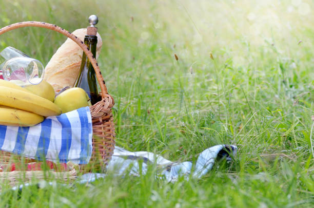 istock Picnic basket and blanket 538906642