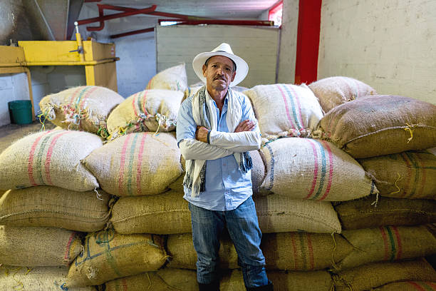 istock Farmer with sacks of Colombian coffee 538908514