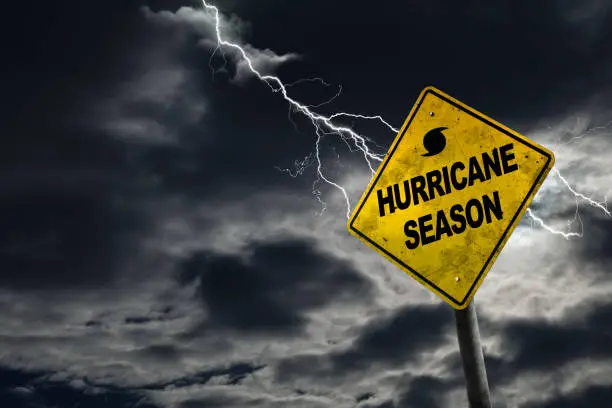 Photo of Hurricane Season Sign With Stormy Background