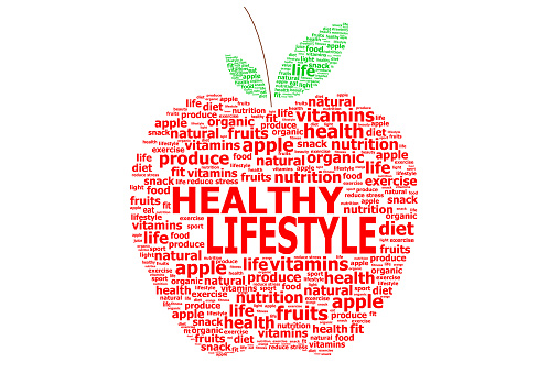 Apple shape words concept for healthy lifestyle