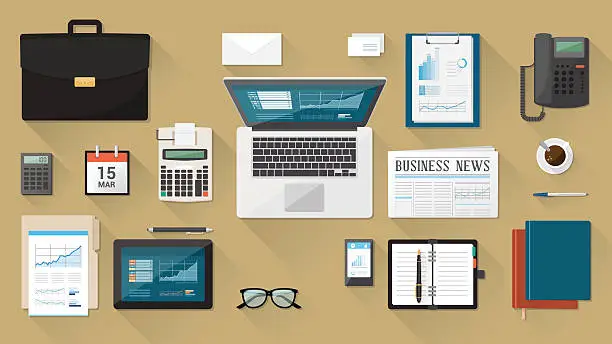 Vector illustration of Businessman's desk