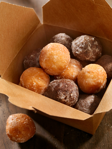Doughnut holes in a take out box- Photographed on Hasselblad H3D2-39mb Camera