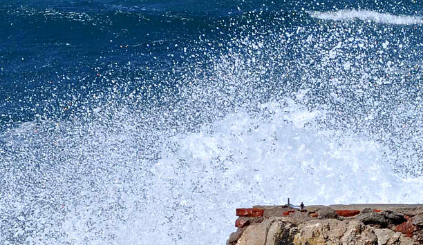 ola ギガンテコントラ la costa brava por ビエント de トラモンタナ - violent wind ストックフォトと画像