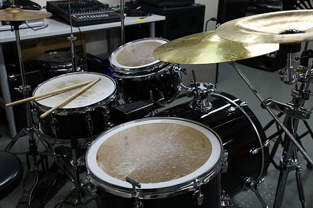 istock Drum set in training room. Music equipment in training room. 538918489