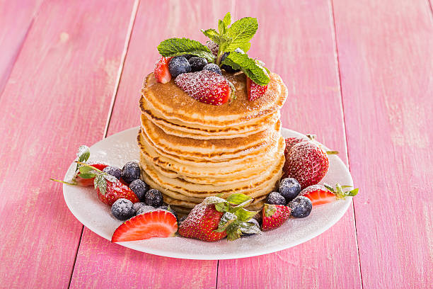 istock Homemade pancakes with berries and fruit 538919243