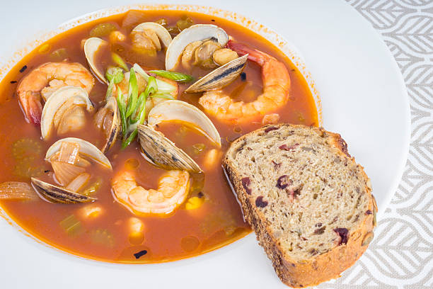 istock Spicy Seafood Soup Served with Bread 538919373