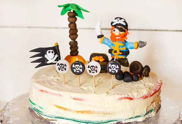 istock Homemade pirate rainbow cake for kid birthday 538928077