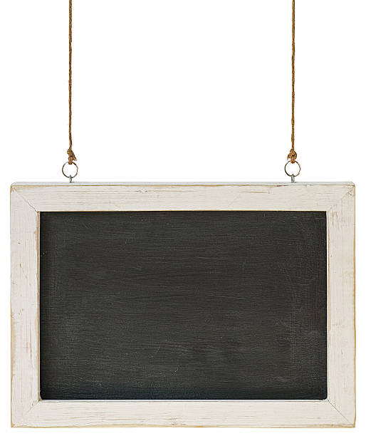 istock Hanging chalk board with a weathered white wood frame. 538928885