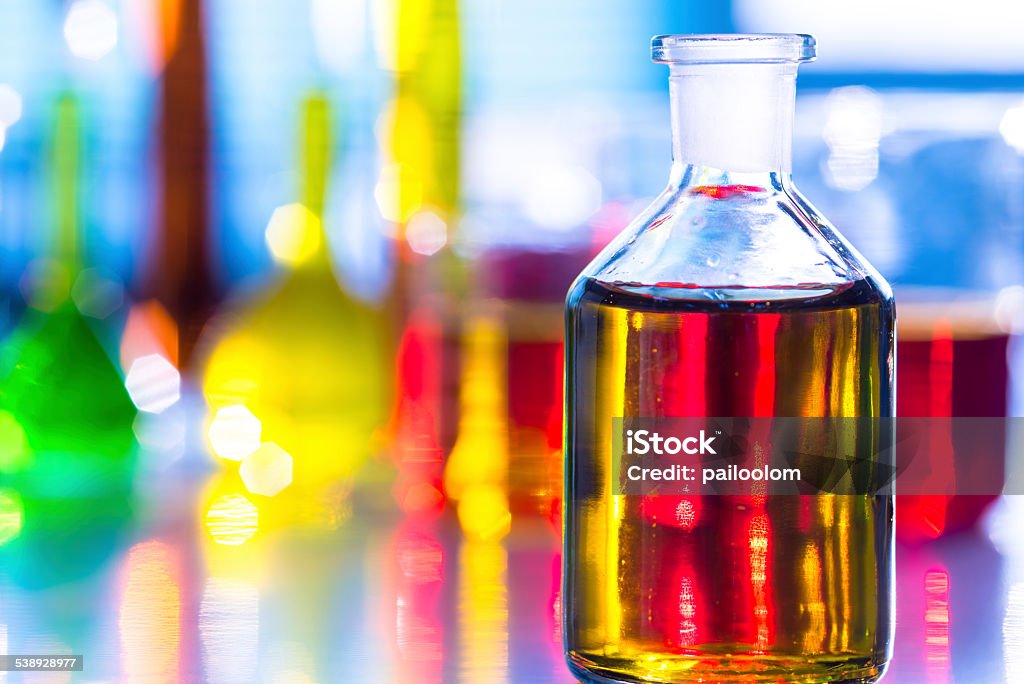 laboratory glassware with color liquid 2015 Stock Photo