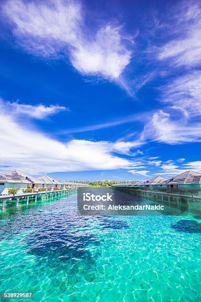 Turquise Water Of Maldivien Islands Stock Photo - Download Image Now - 2015, Beauty, Bridge - Built Structure