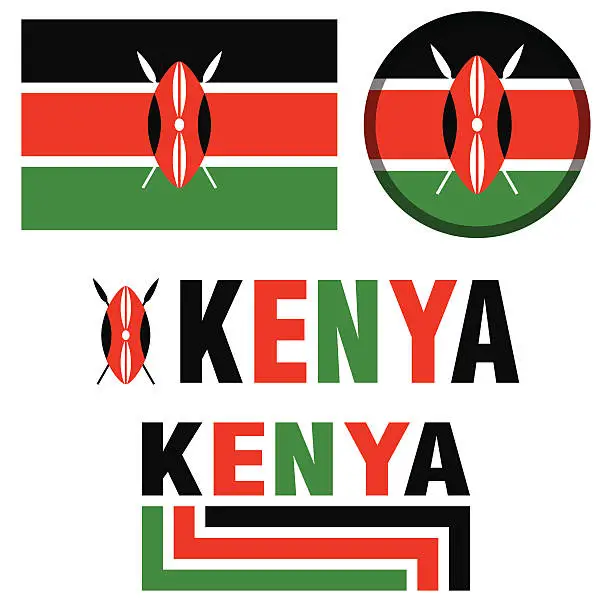 Vector illustration of image of the Kenya flag in green black and red