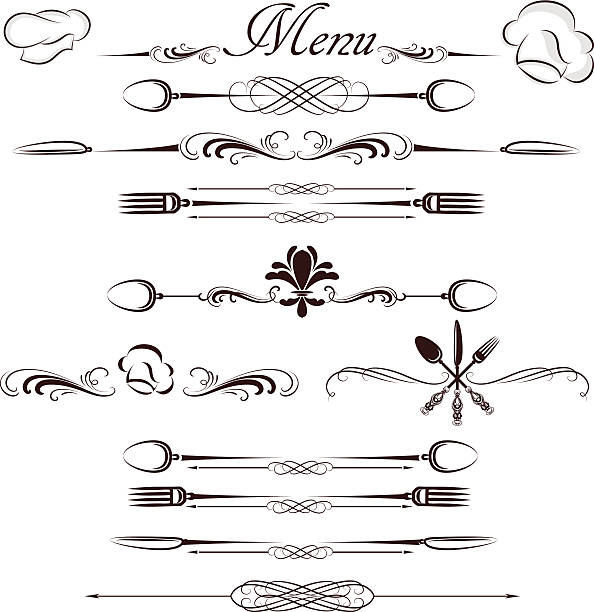 przegroda menu - food dinner restaurant silverware stock illustrations