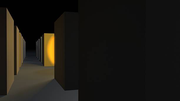 istock Cubes in gray with a yellow glowing sphere 538931305