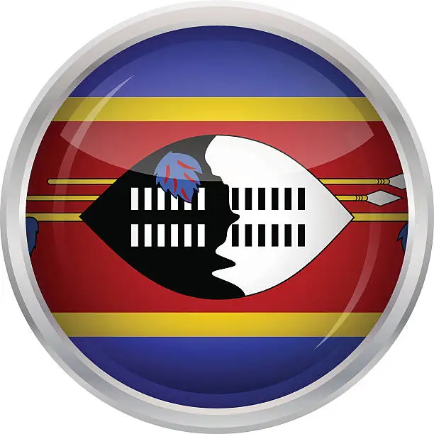 Vector illustration of Glossy Button - Flag of Swaziland