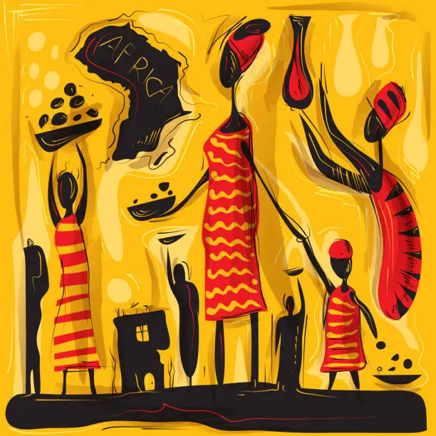 Vector illustration of Abstract African Art, Africa Safari, Tribal Life (vector Art)