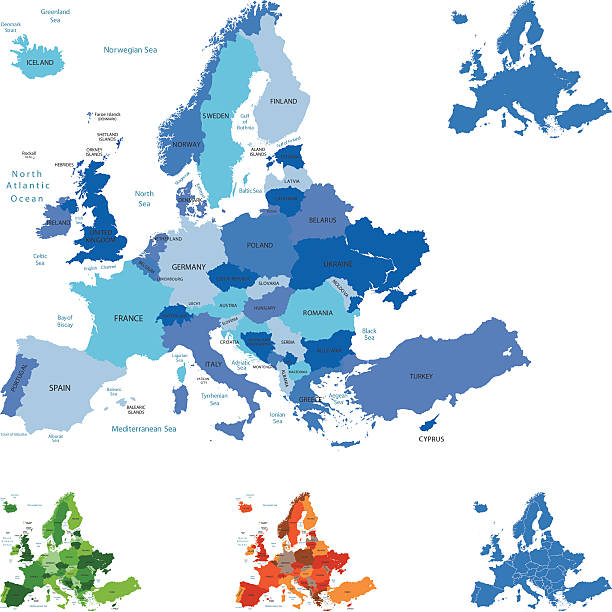 europa-karte - frankreich polen stock-grafiken, -clipart, -cartoons und -symbole