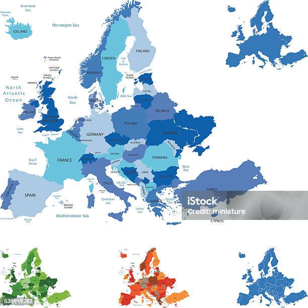 Европа Карта — стоковая векторная графика и другие изображения на тему Карта - Карта, Европа - континент, Евросоюз