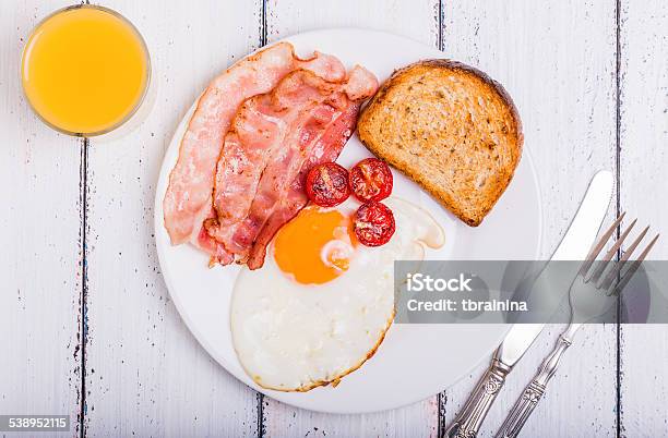 Bacon And Eggs Stock Photo - Download Image Now - 2015, American Culture, Animal Egg