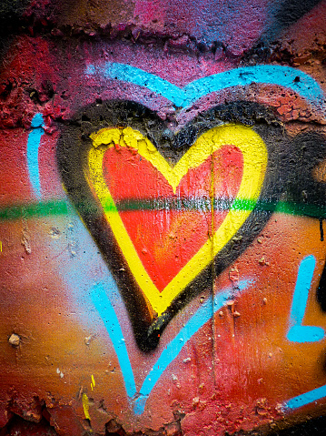 multicolour heart on a wall