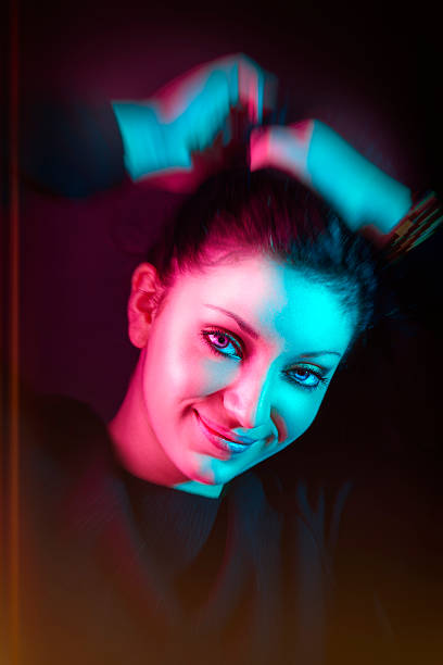istock Low key portrait with effects and colorfull light 538967073