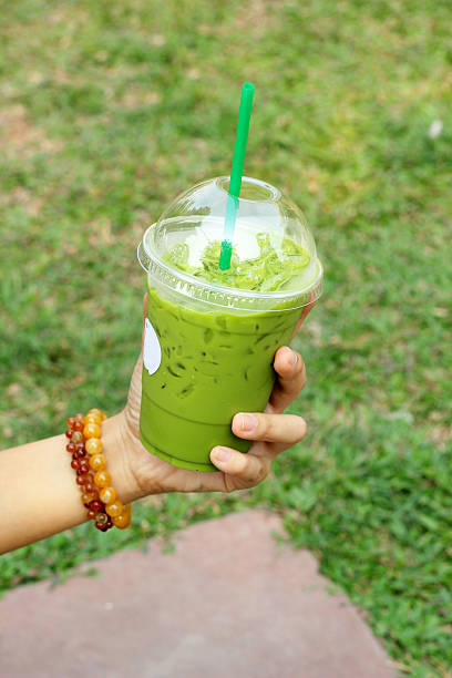 istock Green tea and milk in ice 538968351