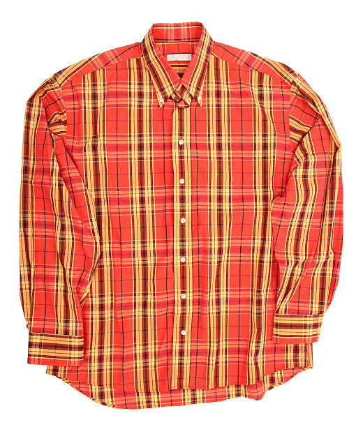 istock Man's orange cotton plaid shirt 538980633