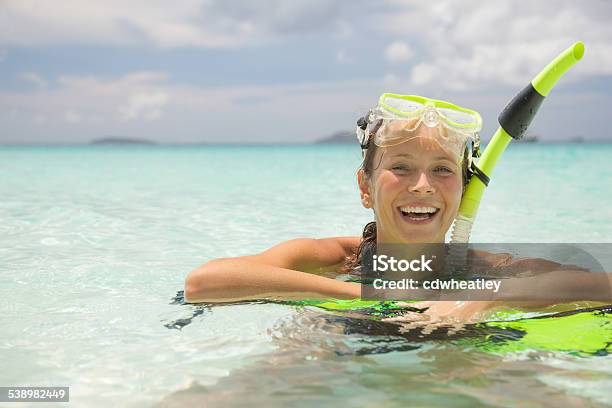 Smiling Young Woman Snorkel Mask And Fins In The Caribbean Stock Photo - Download Image Now