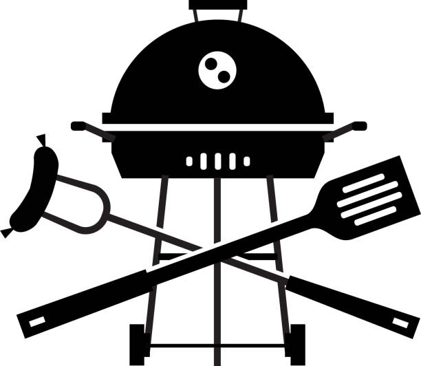 illustrazioni stock, clip art, cartoni animati e icone di tendenza di modello di progettazione logo vettoriale con barbecue. icona di cucina grill o - haunch