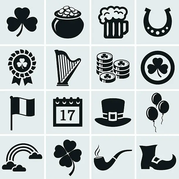 Vector illustration of St. Patrick's Day icons set. Vector collection.