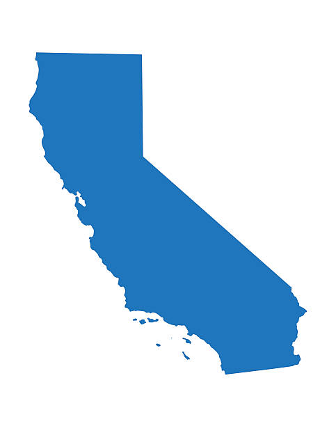 ilustraciones, imágenes clip art, dibujos animados e iconos de stock de blue map of california - california