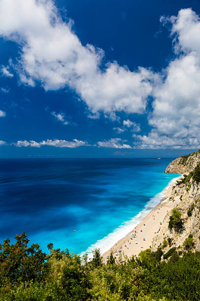 Egremni beach A view down on the Egremni beach. Lefkada, Greece egremni beach lefkada island greece stock pictures, royalty-free photos & images