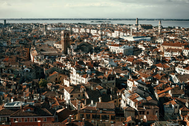 Top view of Venice in Italy from the Campanile Bell tower