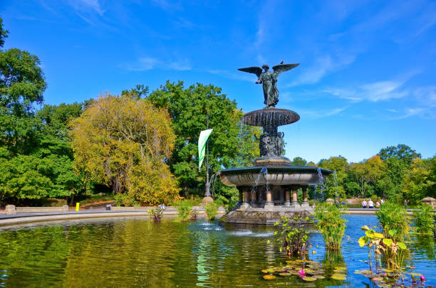 Bethesda Fountain in the Central Park, New York City. stock photo