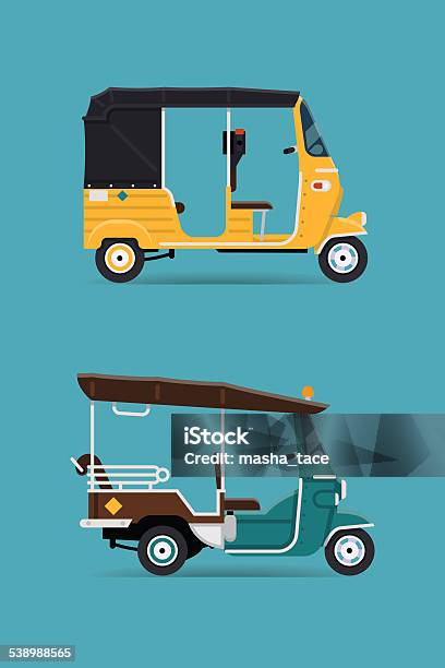 Tricycle Oriental Transport Vehicles Stock Illustration - Download Image Now - Jinrikisha, Rickshaw, Three-Wheeled Vehicle
