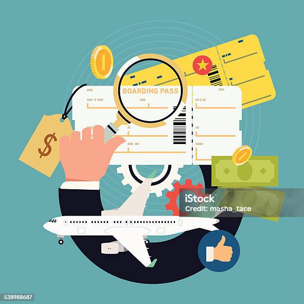 Vector Concept Illustration On Airline Tickets And Flights Search Stock Illustration - Download Image Now