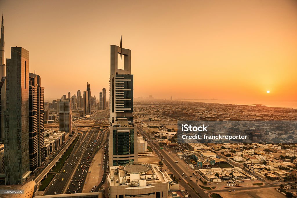 City lights of Dubai downtown 2015 Stock Photo
